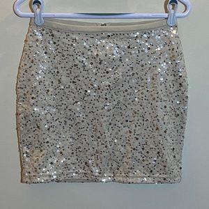 Off-White Ivory Sequin Mini Skirt Gold Silver S